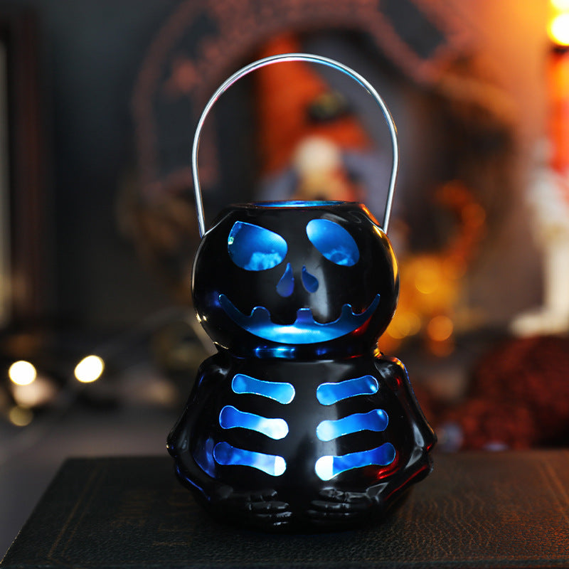 Wholesale Halloween Plastic Pumpkin Lantern Electronic Candle Light Ornament Decoration Props